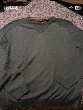 Ted Baker Men's V-Neck Sweater in Teal Green